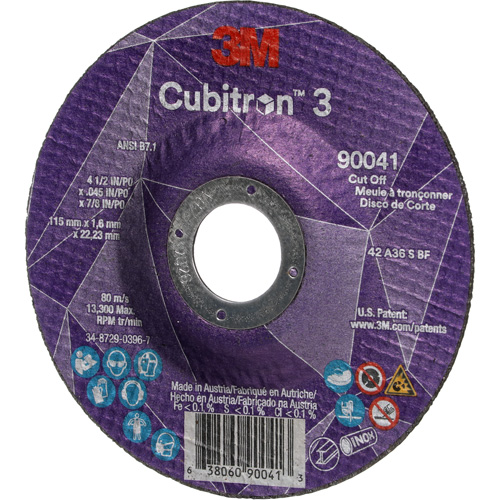 Meule &agrave; tronçonner Cubitron 3, 4-1/2" x 0,045", Arbre de 7/8", Type T27, C&eacute;ramique, 13 300 Tr/min Waymarc Industries Inc