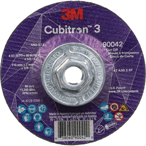 Meule &agrave; tronçonner Cubitron 3, 4-1/2" x 0,09", Arbre de 5/8"-11, Type T27, C&eacute;ramique, 13 300 Tr/min Waymarc Industries Inc