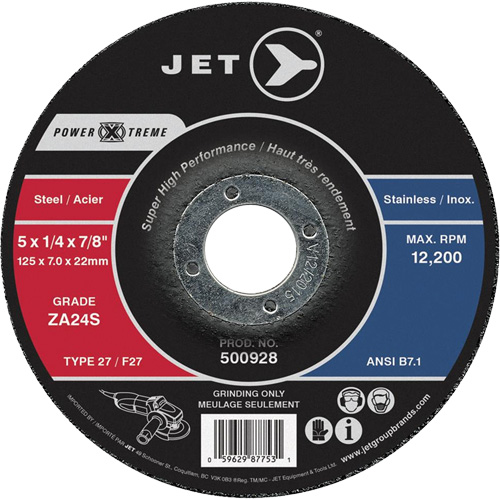 Power-Xtreme ZA24S Grinding Wheel, 4-1/2" x 1/4", 7/8" Arbor, Type 27 Waymarc Industries Inc
