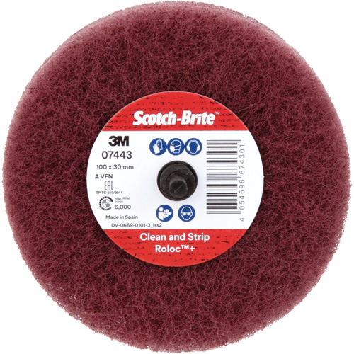 Roue de ponçage &agrave; usage g&eacute;n&eacute;ral Scotch-Brite Roloc Plus, 4" dia. Waymarc Industries Inc