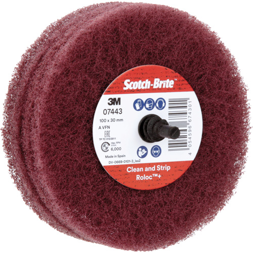 Roue de ponçage &agrave; usage g&eacute;n&eacute;ral Scotch-Brite Roloc Plus, 4" dia. Waymarc Industries Inc