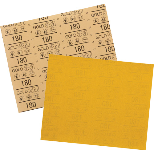 Feuille abrasive dor&eacute;e 12545, 9" x 11", Grain 180, Oxyde d'aluminium Waymarc Industries Inc