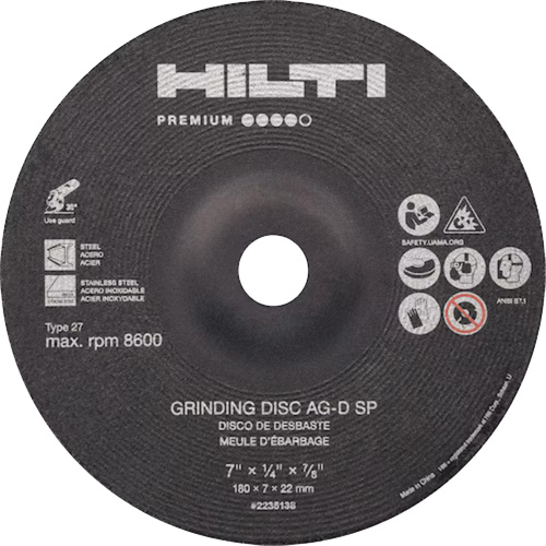 AG-D SP Premium Grinding Wheels, 5" x 1/4", 7/8" Arbor, Zirconium, Type 27 Waymarc Industries Inc