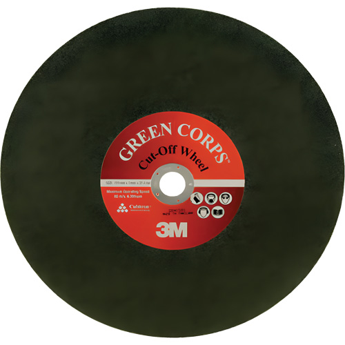 Green Corps Cut Off Wheel, 13-9/10" x 0.118", 1" Arbor, Ceramic, 20000 RPM Waymarc Industries Inc