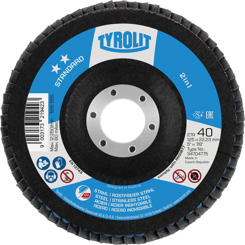 ZA 40 - B425 Standard 2-in-1 Flap Disc, 5" x 7/8", Type 27A, 40 Grit, Zirconia Alumina Waymarc Industries Inc