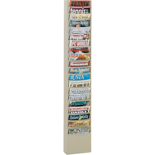 Literature Rack, Wall Mount, 20 Slots, Steel, 9-3/4" W x 4-1/8" D x 58" H Waymarc Industries Inc