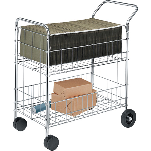 Wire Mail Cart, 200 lbs. Capacity, Chrome, 19" D x 30" L x 39-1/4" H, Chrome Plated Waymarc Industries Inc