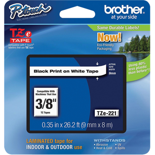 Cartouches de ruban Tze, 9 mm x 314,96" ou 8 m, Noir sur blanc Waymarc Industries Inc