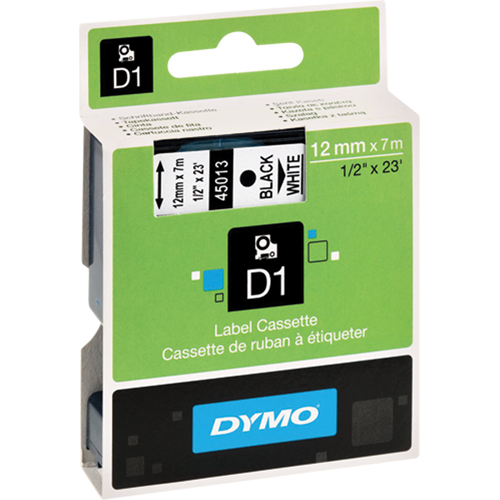 D1 Label Cassette, 12 mm x 23', Black on White Waymarc Industries Inc