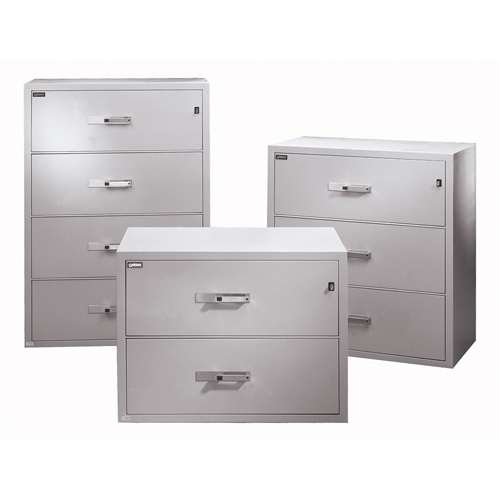 Fire Resistant Filing Cabinets, Steel, 2 Drawers, 38-3/4" W x 23-1/2" D x 29" H, Black Waymarc Industries Inc