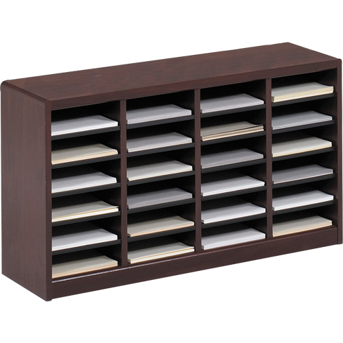 Casier &agrave; compartiments E-Z Stor pour documentation, Stationnaire, 24 fentes, Bois, 40" la x 11-3/4" p x 23" h Waymarc Industries Inc