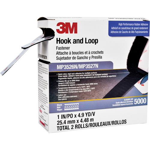 Reclosable Fastener, Hook & Loop, 5 yds x 1", Adhesive, Black Waymarc Industries Inc