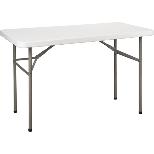 Folding Table, Rectangular, 48" L x 24" W, Polyethylene, White Waymarc Industries Inc