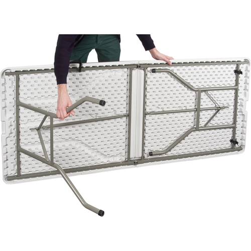 Fold-in-Half Table, Rectangular, 72" L x 30" W, Polyethylene, White Waymarc Industries Inc