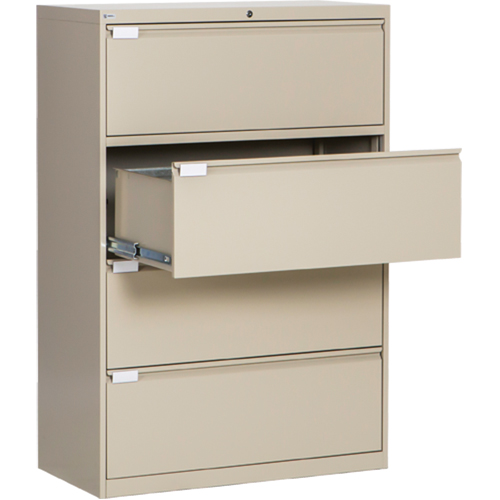 Lateral Filing Cabinet, Steel, 4 Drawers, 36" W x 18" D x 53-3/8" H, Beige Waymarc Industries Inc