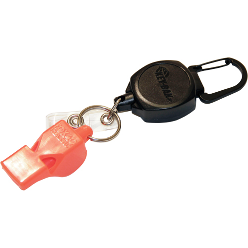 Self Retracting ID Badge and Key Reel with Whistle, Zinc Alloy Metal, 24" Cable, Carabiner Attachment Waymarc Industries Inc