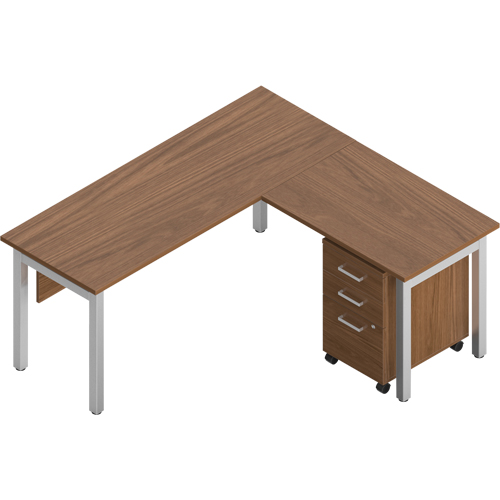 Ionic L-Shaped Desk Suites, 4 Pieces, Brown, 29" H x 66" W x 66" D Waymarc Industries Inc