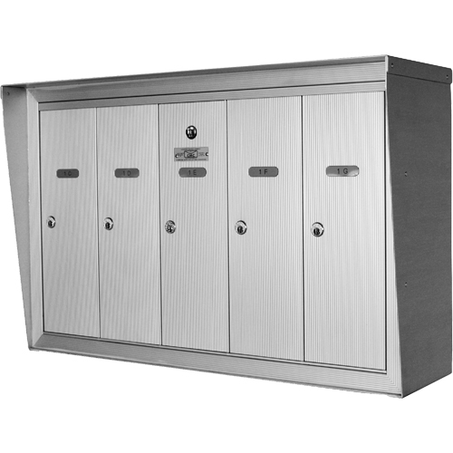 Single Deck Mailboxes, Wall -Mounted, 16" x 5-1/2", 3 Doors, Aluminum Waymarc Industries Inc