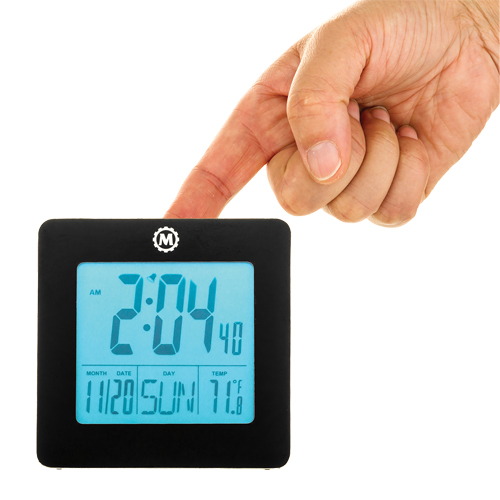 Desktop Clock, Digital, Battery Operated, 3.6" W x 1.5" D x 3.6" H, Black Waymarc Industries Inc