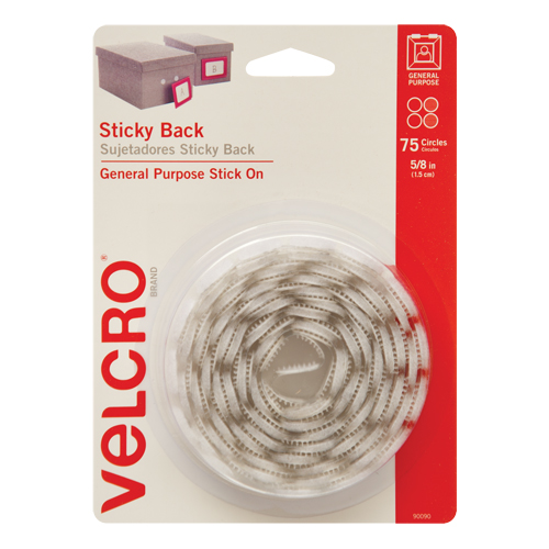 Attaches en jeton, Boucle et crochet, 5/8" dia., Adh&eacute;sif, Blanc Waymarc Industries Inc