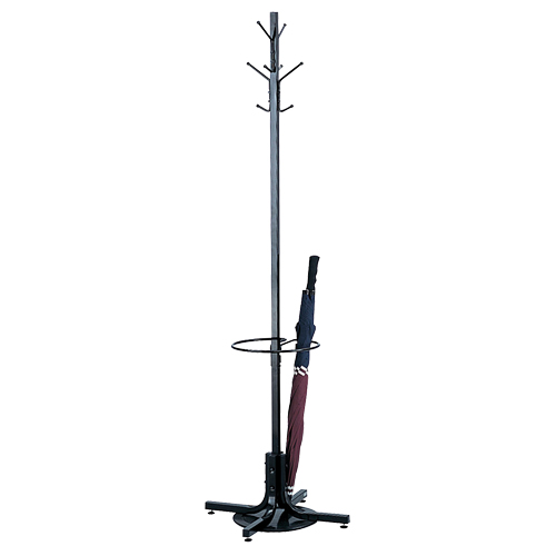 Coat Rack with Umbrella Stand, 70" H, Black, 4 Hook(s) Waymarc Industries Inc