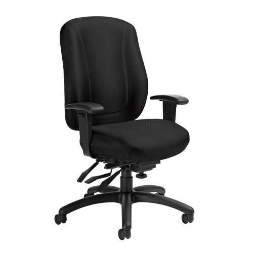 Overtime High Back Chair, Fabric, Black, 300 lbs. Capacity Waymarc Industries Inc