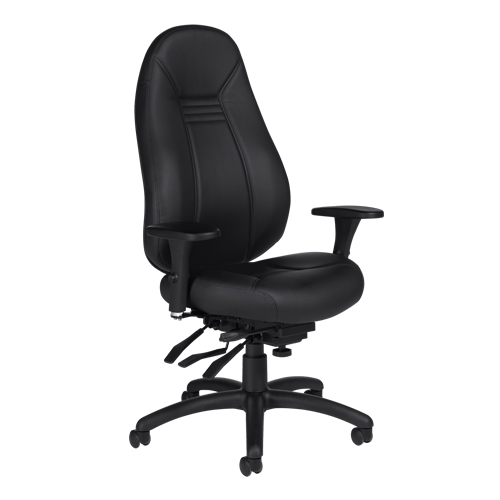 High Back Comfort Chair, Leather, Black, 300 lbs. Capacity Waymarc Industries Inc