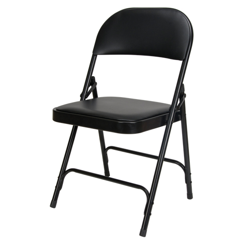 Vinyl Padded Folding Chair, Steel, Black, 300 lbs. Weight Capacity Waymarc Industries Inc