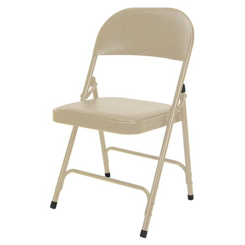 Vinyl Padded Folding Chair, Steel, Beige, 300 lbs. Weight Capacity Waymarc Industries Inc