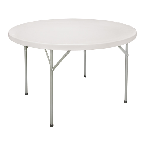 Folding Table, Round, 48" L x 48" W, Polyethylene, White Waymarc Industries Inc