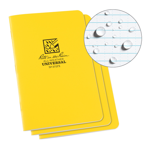 All-Weather Notebook, Soft Cover, Yellow, 48 Pages, 4-5/8" W x 7" L Waymarc Industries Inc