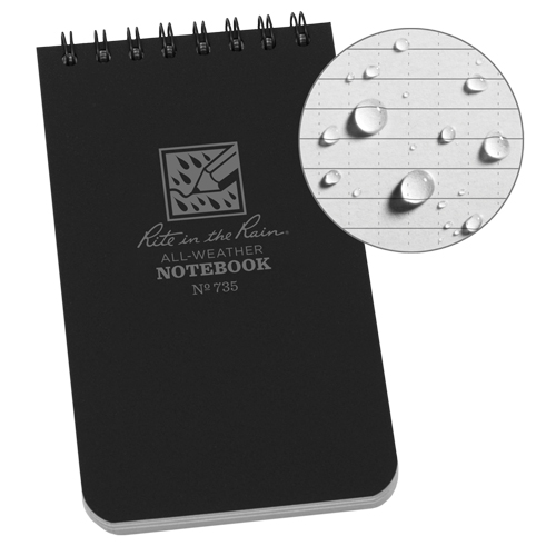 Pocket Top-Spiral Notebook, Soft Cover, Black, 100 Pages, 3" W x 5" L Waymarc Industries Inc