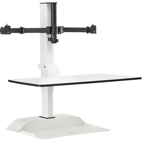 Soar Sit/Stand Electric Desk with Dual Monitor Arm, Desktop Unit, 37-1/4" H x 27-3/4" W x 22" D, White Waymarc Industries Inc
