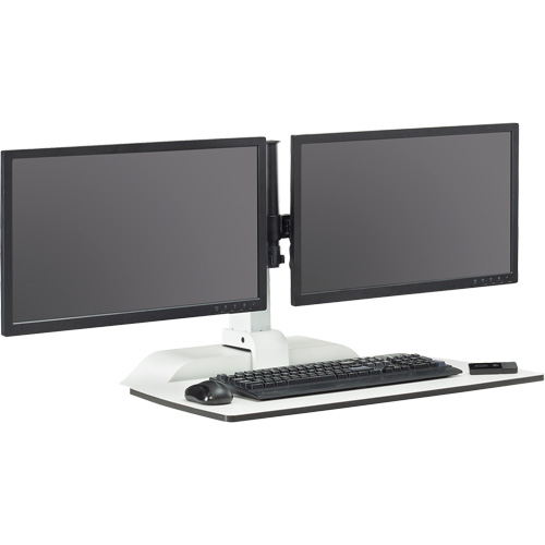 Soar Sit/Stand Electric Desk with Dual Monitor Arm, Desktop Unit, 37-1/4" H x 27-3/4" W x 22" D, White Waymarc Industries Inc