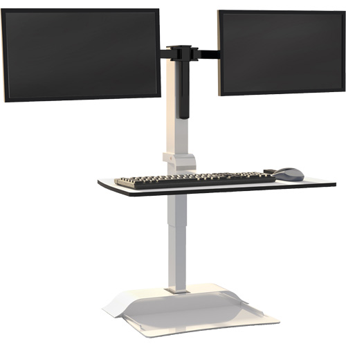 Soar Sit/Stand Electric Desk with Dual Monitor Arm, Desktop Unit, 37-1/4" H x 27-3/4" W x 22" D, White Waymarc Industries Inc