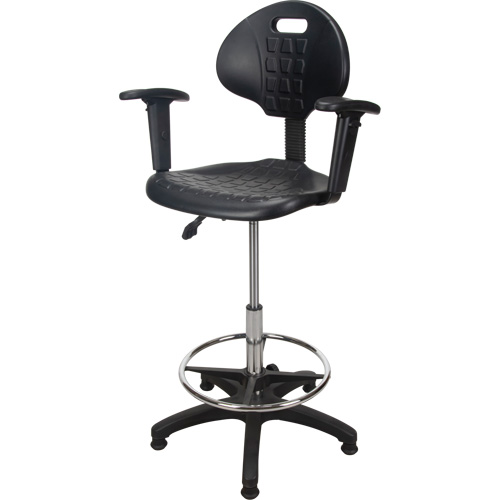 Tabouret ergonomique robuste avec accoudoirs r&eacute;glables, Stationnaire, Ajustable Hauteur, Capacit&eacute; 250 lb Waymarc Industries Inc