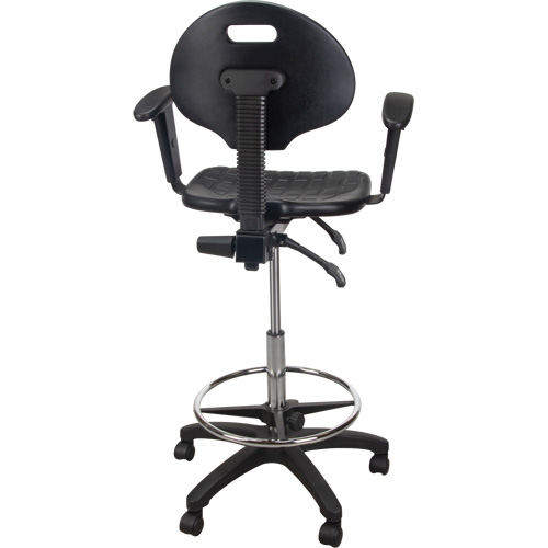 Tabouret ergonomique robuste avec accoudoirs r&eacute;glables et roulettes en nylon, Mobile, Ajustable Hauteur, Capacit&eacute; 250 lb Waymarc Industries Inc