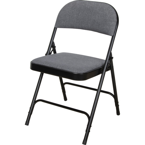 Chaise pliante de luxe en tissu rembourr&eacute;e, Acier, Gris, Capacit&eacute; 300 lb Waymarc Industries Inc