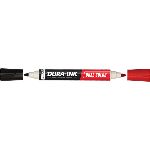 Marqueur &agrave; encre permanente et double couleur Markal Dura-Ink, Noir/Rouge, Pointe Ronde Waymarc Industries Inc