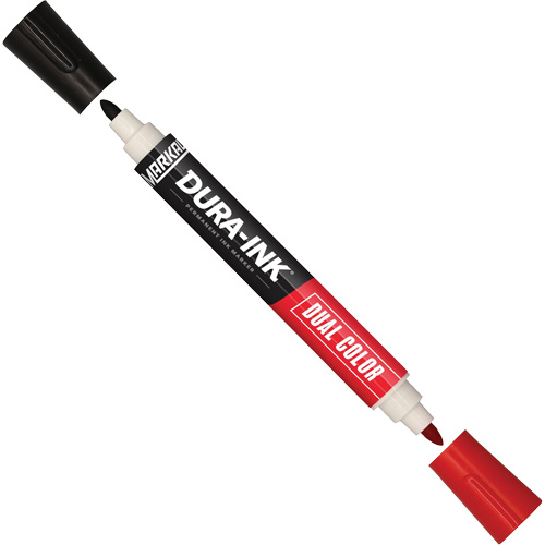 Marqueur &agrave; encre permanente et double couleur Markal Dura-Ink, Noir/Rouge, Pointe Ronde Waymarc Industries Inc