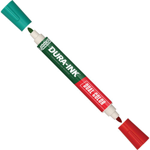 Marqueur &agrave; encre permanente et double couleur Markal Dura-Ink, Vert/Rouge, Pointe Ronde Waymarc Industries Inc