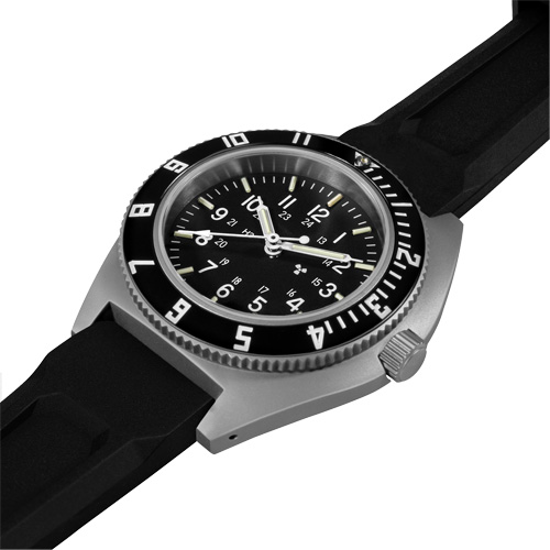Steel Navigator Watch on 3-Piece Rubber Strap Kit, Digital, Battery Operated, 41 mm, Black Waymarc Industries Inc
