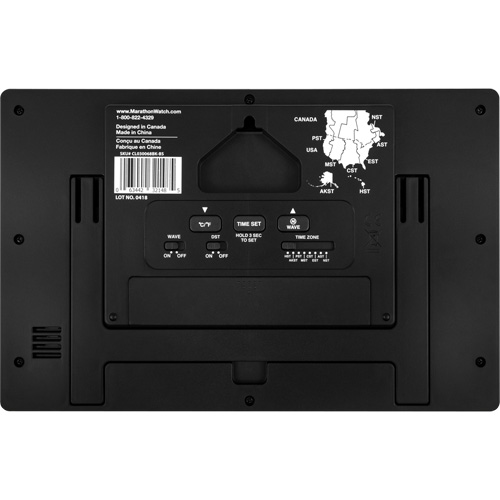 Self-Setting & Self-Adjusting Wall Clock with Stand, Digital, Battery Operated, Black Waymarc Industries Inc