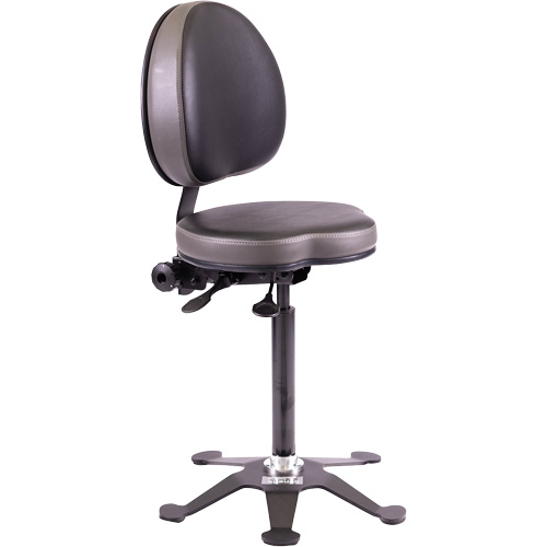 TA190 Ergonomic Industrial Stool, Stationary, Adjustable, Vinyl Seat, Black Waymarc Industries Inc