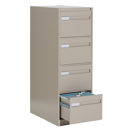 Vertical Filing Cabinet with Recessed Drawer Handles, 4 Drawers, 18.15" W x 26.56" D x 52" H, Beige Waymarc Industries Inc