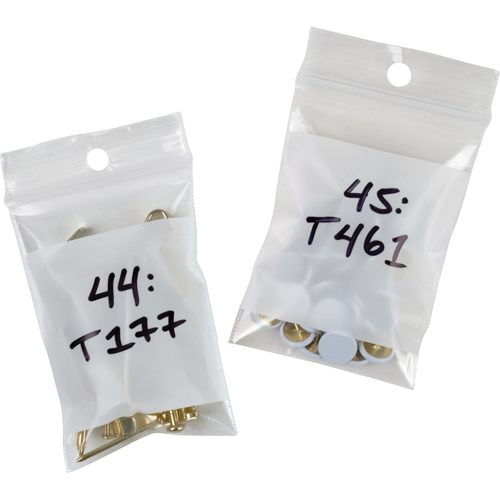 White Block Poly Bags, Reclosable, 3" x 2", 2 mils Waymarc Industries Inc