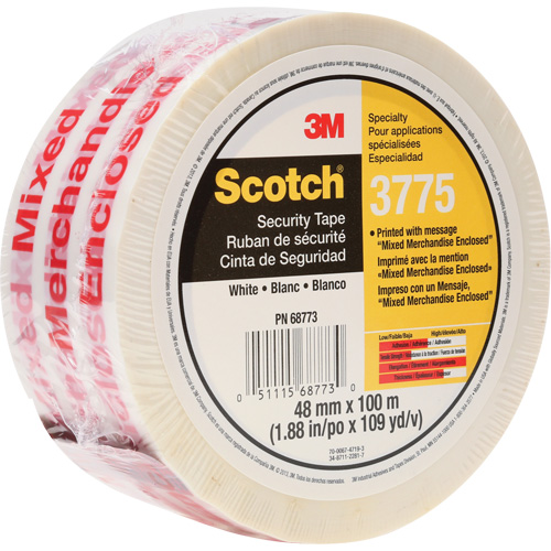 Scotch&reg; 3775 Box Sealing Tape with Message, Hot Melt Adhesive, 2 mils, 48 mm (1-22/25") x 100 m (328') Waymarc Industries Inc