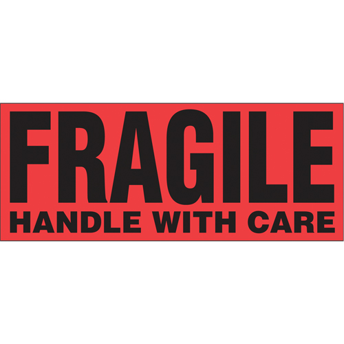 "Fragile Handle with Care" Special Handling Labels, 5" L x 2" W, Black on Red Waymarc Industries Inc