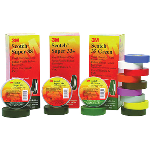 Scotch&reg; Super 33 Tape, 19 mm (3/4") x 20.1 m (66'), Black, 7 mils Waymarc Industries Inc
