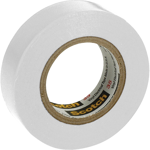 Rubans en vinyle pour codage en couleurs 35 Scotch, 12,7 mm (1/2") x 6,1 m (20'), Blanc, 7 mils Waymarc Industries Inc
